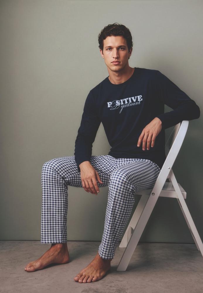 Pijama barbati Serena cu maneca lunga si pantalon lungi ,Engros
