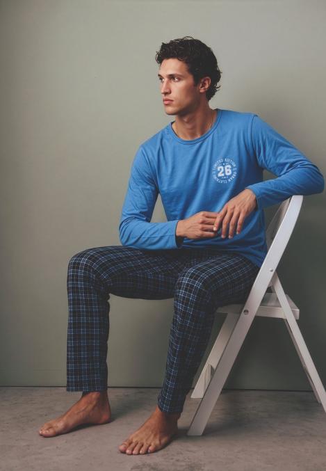 Pijama barbati Serena cu maneca lunga si pantalon lungi,Engros