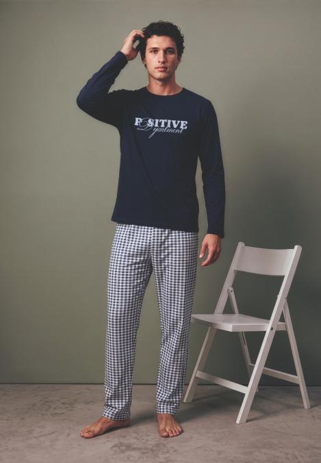 Pijama barbati Serena cu maneca lunga si pantalon lungi ,Engros