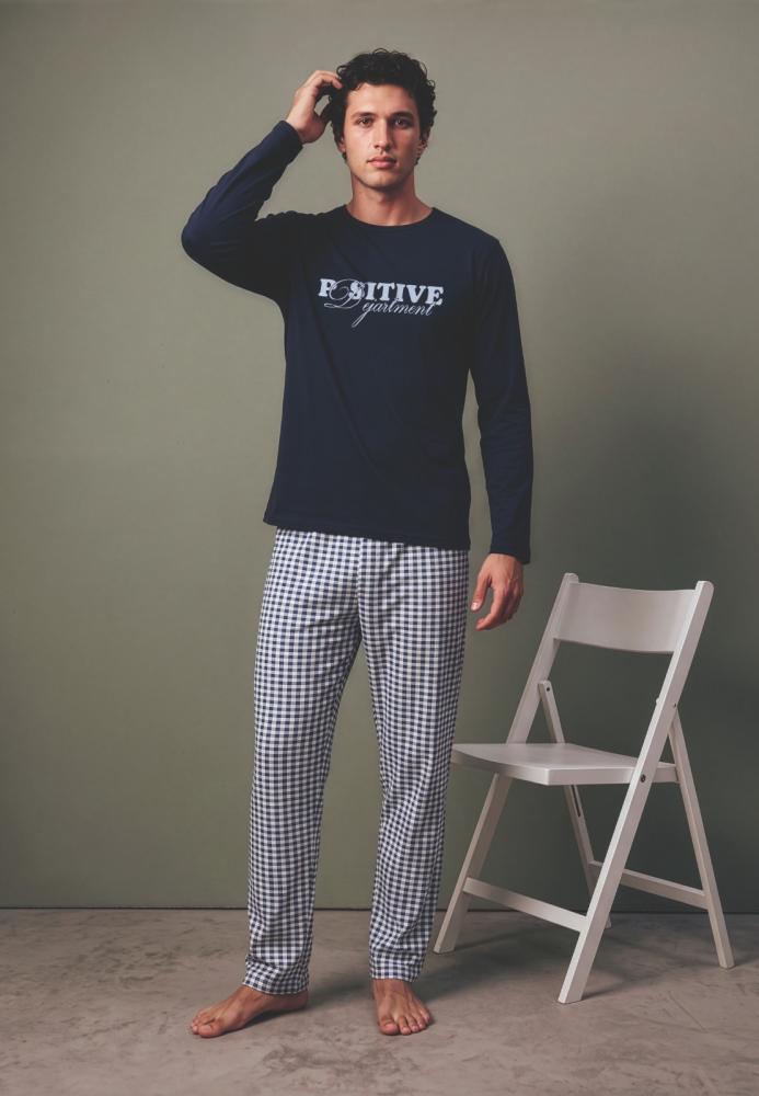 Pijama barbati Serena cu maneca lunga si pantalon lungi ,Engros