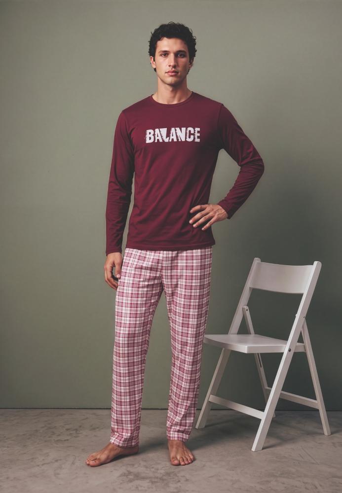 Pijama barbati Serena cu maneca lunga si pantalon lungi ,Engros
