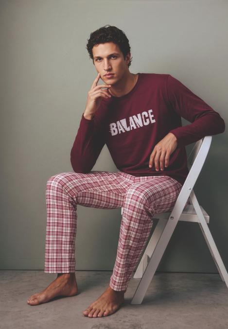 Pijama barbati Serena cu maneca lunga si pantalon lungi ,Engros