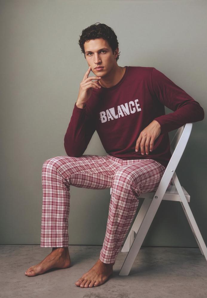 Pijama barbati Serena cu maneca lunga si pantalon lungi ,Engros