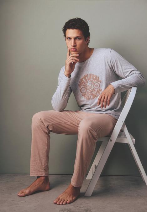 Pijama barbati Serena cu maneca lunga si pantalon lungi ,Engros