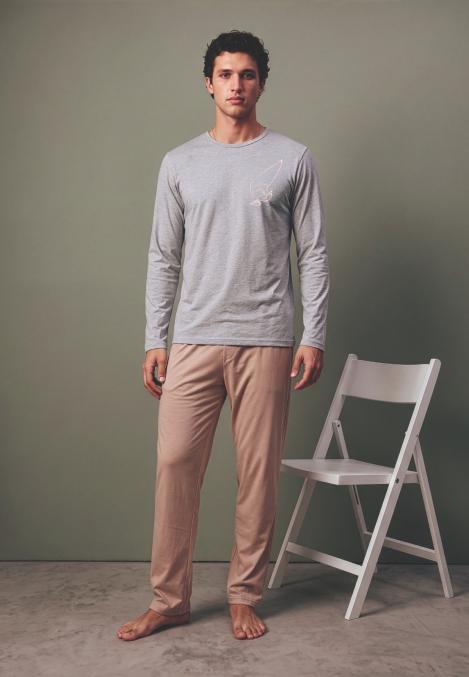 Pijama barbati Serena cu maneca lunga si pantalon lungi ,Engros