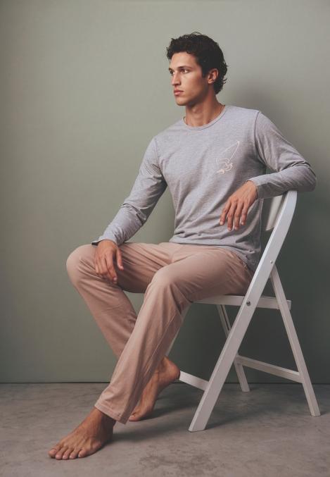 Pijama barbati Serena cu maneca lunga si pantalon lungi ,Engros