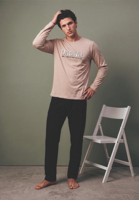 Pijama barbati Serena cu maneca lunga si pantalon lungi ,Engros