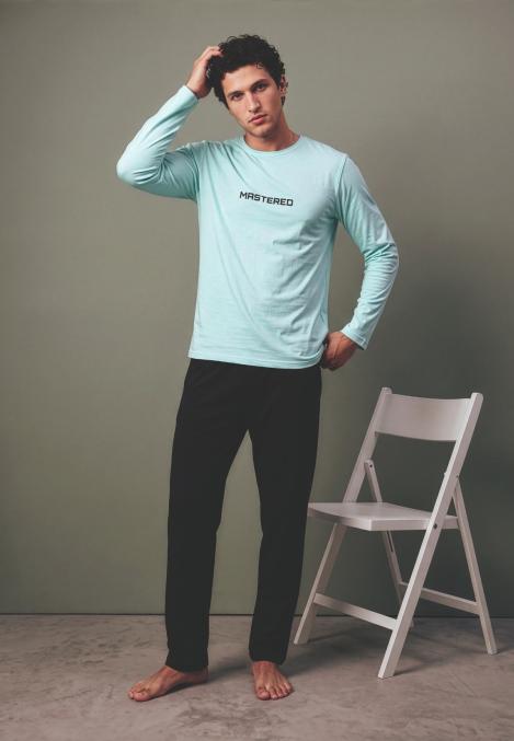Pijama barbati Serena cu maneca lunga si pantalon lungi ,Engros