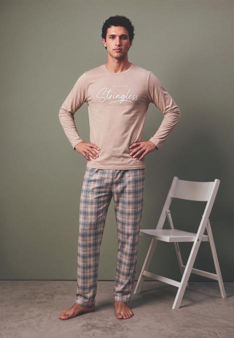 Pijama barbati Serena cu maneca lunga si pantalon lungi ,Engros