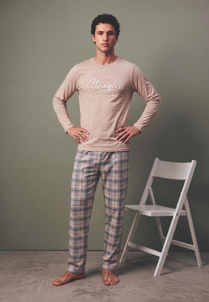 Pijama barbati Serena cu maneca lunga si pantalon lungi ,Engros