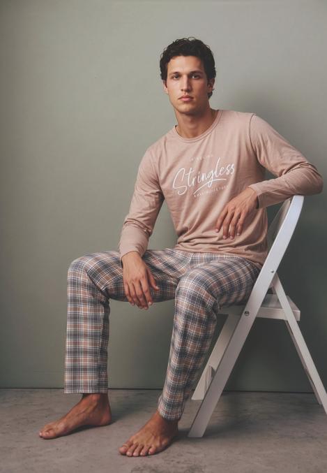 Pijama barbati Serena cu maneca lunga si pantalon lungi ,Engros