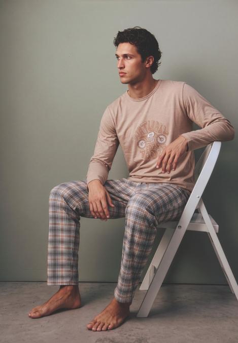 Pijama barbati Serena cu maneca lunga si pantalon lungi ,Engros