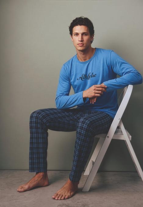 Pijama barbati Serena cu maneca lunga si pantalon lungi ,Engros