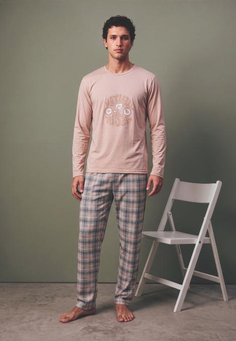 Pijama barbati Serena cu maneca lunga si pantalon lungi ,Engros