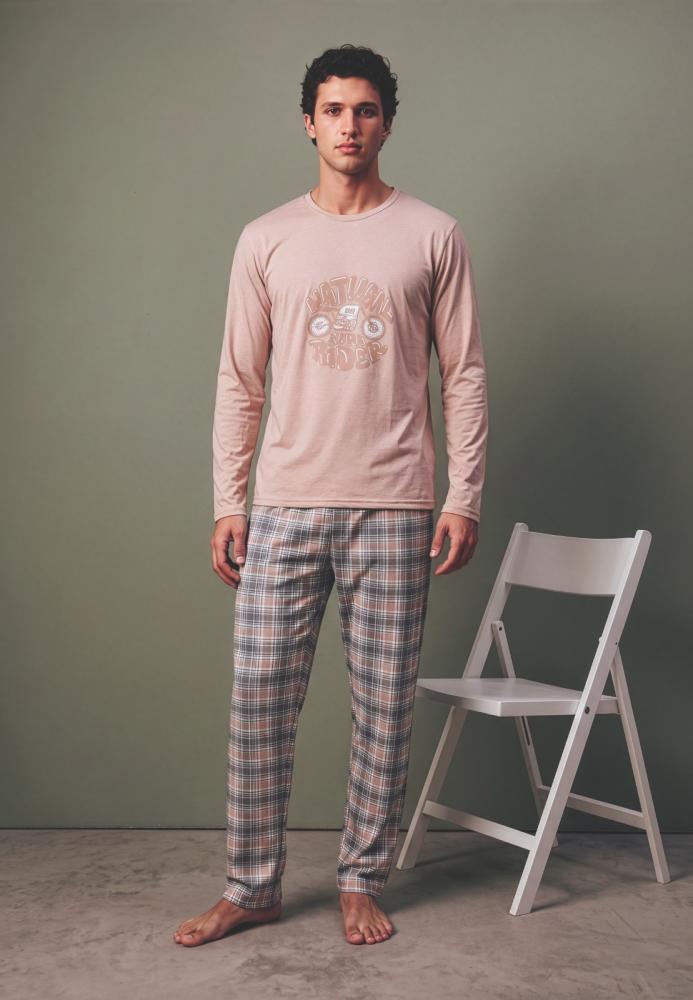 Pijama barbati Serena cu maneca lunga si pantalon lungi ,Engros