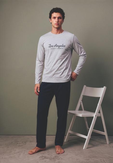 Pijama barbati Serena cu maneca lunga si pantalon lungi ,Engros