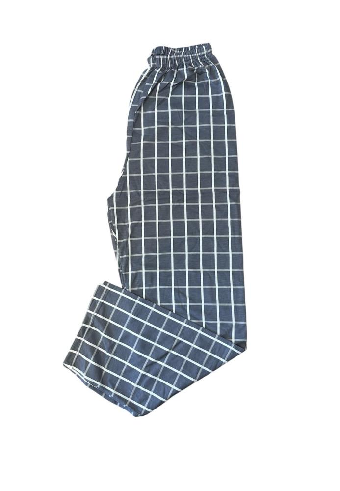 Pantaloni de Pijama Barbati ,Culoare Gri Inchis cu Alb ,Engros