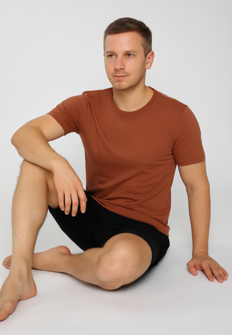 Pijama Bumbac & Moda bărbați,culoare Maro -Negru– Engros