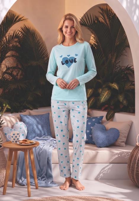 Pijama dama Serena cu maneca lunga si pantalon lung ,Engros