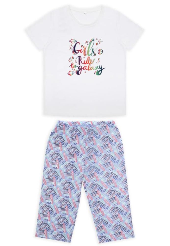 Pijama Dama Mâneca Scurtă și Pantaloni Trei Sferturi –Gril Rule,Engros