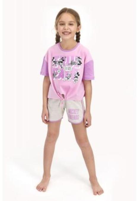 Pijama pentru fetițe Disney, tricou si pantalon scurt, model True Pals, roz Engros