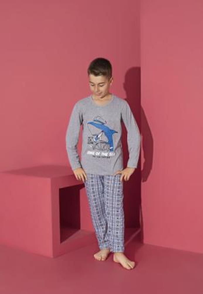 Pijama Băieți cu Mânecă Lungă și Pantaloni Lungi, Imprimeu King Of The Sea,Culoare Gri ,Engros