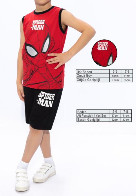 Pijama băieți Spiderman – maiou roșu și pantaloni 3/4 negri,Engros