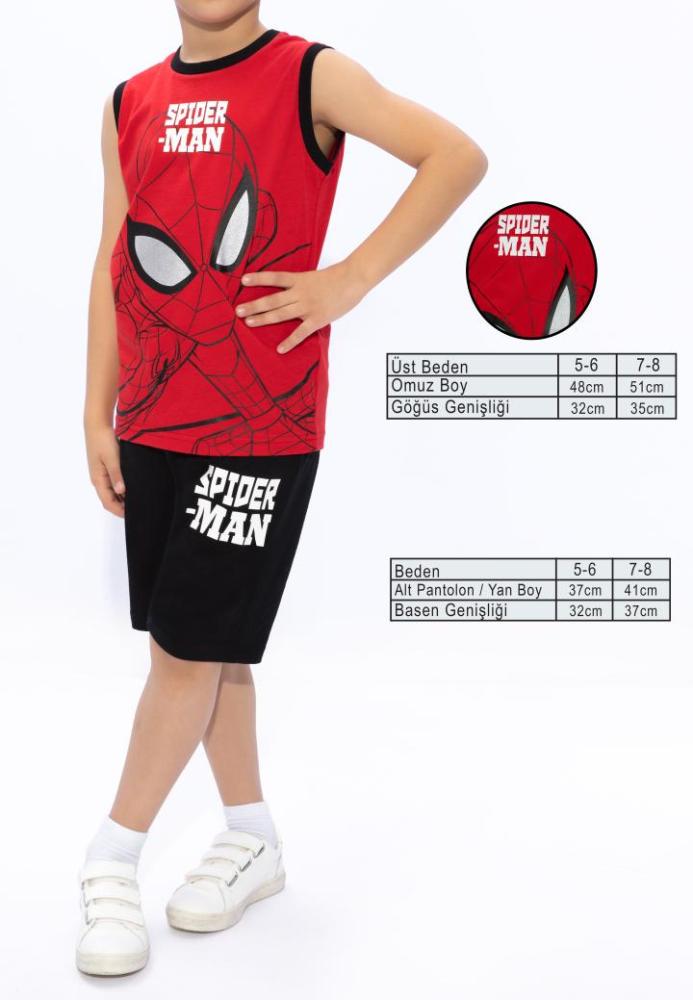 Pijama băieți Spiderman – maiou roșu și pantaloni 3/4 negri,Engros