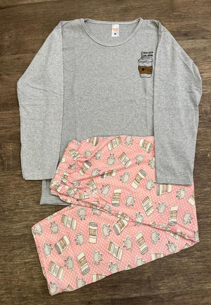 Pijamle, dama cu maneca lunga,gri ,Engros