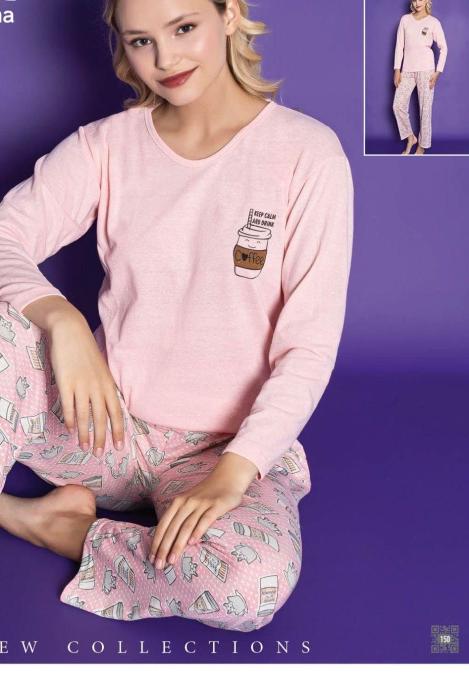 Pijamle, dama cu maneca lunga, ,roz ,Engros