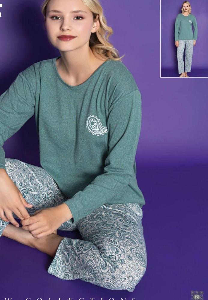 Pijamle, dama cu maneca lunga,cu imprimeu,ursulet negru,Engros