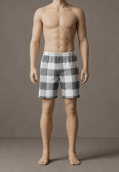 Pantaloni de pijama barbati scurti Serena ,culoare gri cu alb, Engros