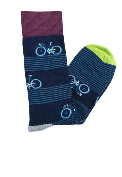 Șosete Bărbătești Organice Fără Cusătură ,Albastre cu dungi , Engros