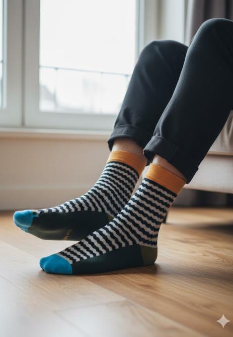 Șosete Bărbătești Organice Fără Cusătură, culoare gri cu dungi,Engros