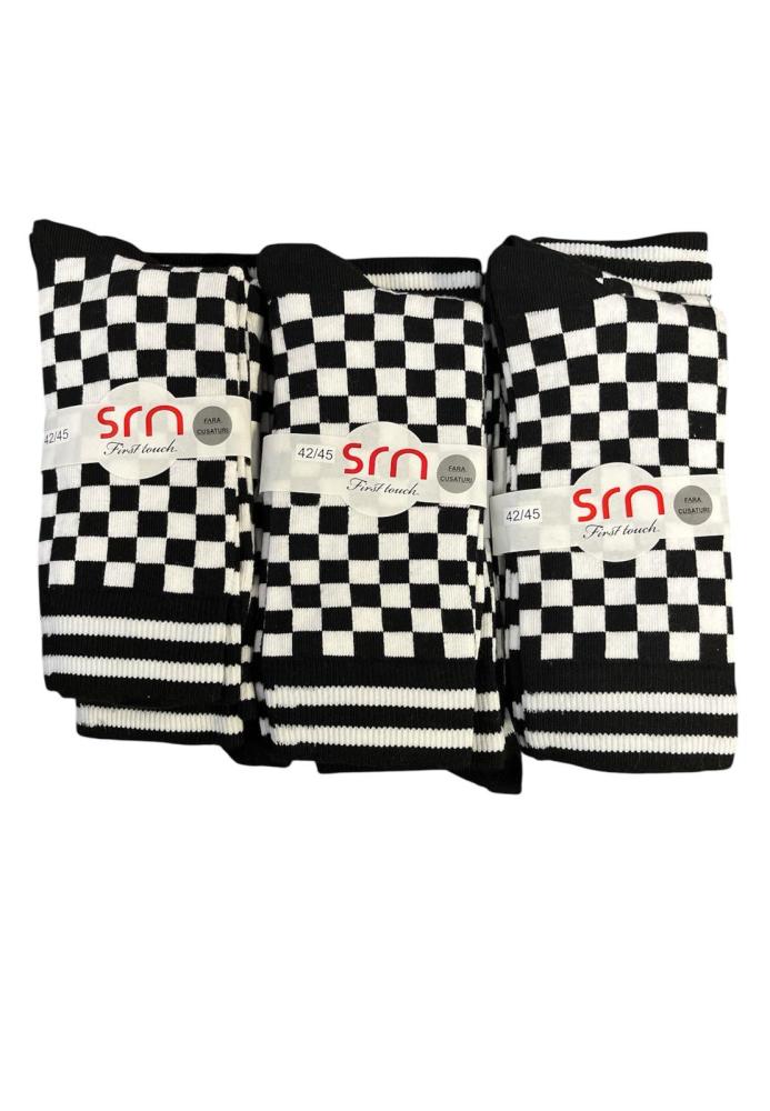 Sosete Bărbați Subtiri Inalte,Culoare Alb si Negru,Engros