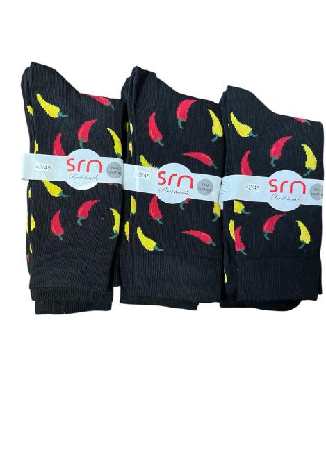 Sosete Bărbați Subtiri Inalte,Culoare Negru cu Imprimeu Colorat ,Engros