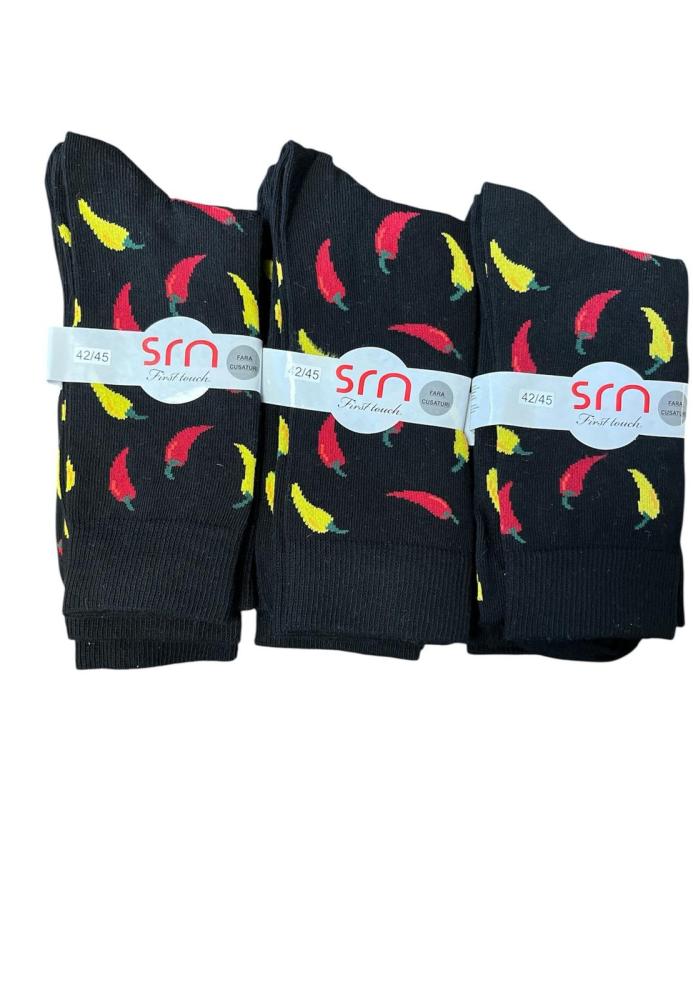 Sosete Bărbați Subtiri Inalte,Culoare Negru cu Imprimeu Colorat ,Engros