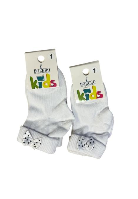 Sosete Copii,Culoare Alb cu Fundita cu Buline ,Engros