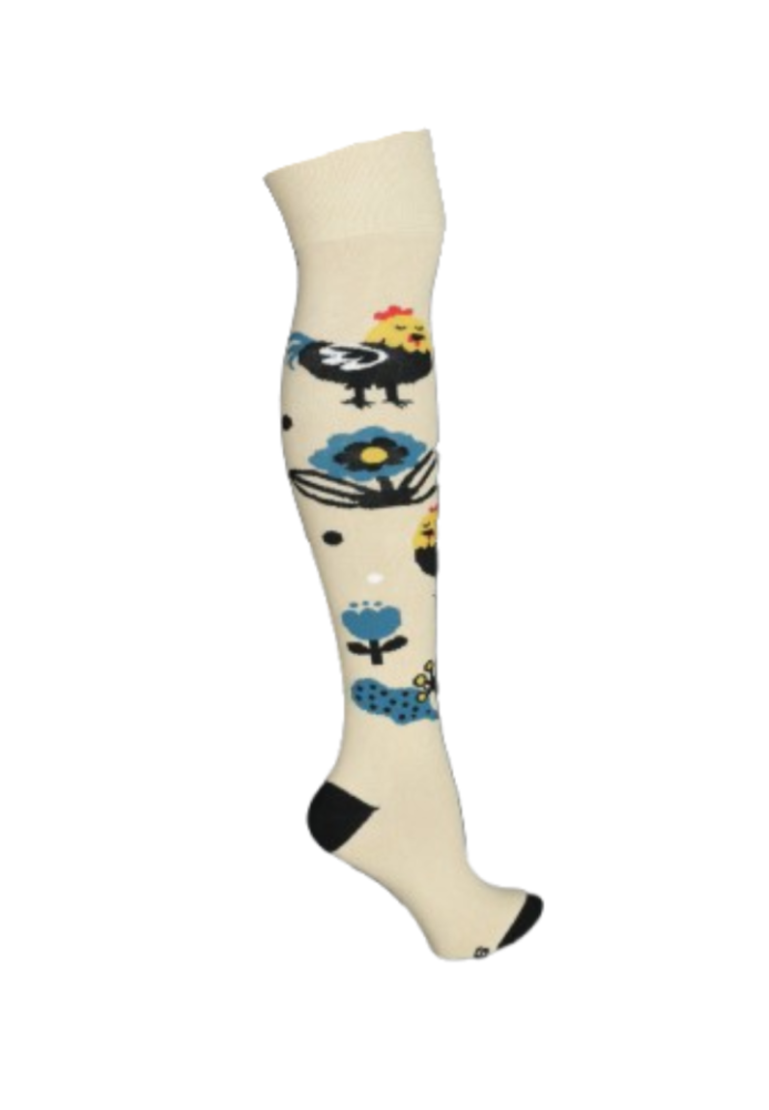 Șosete Damă peste Genuchi, Imprimeu Randunele,Culoare Cappucino,Engros