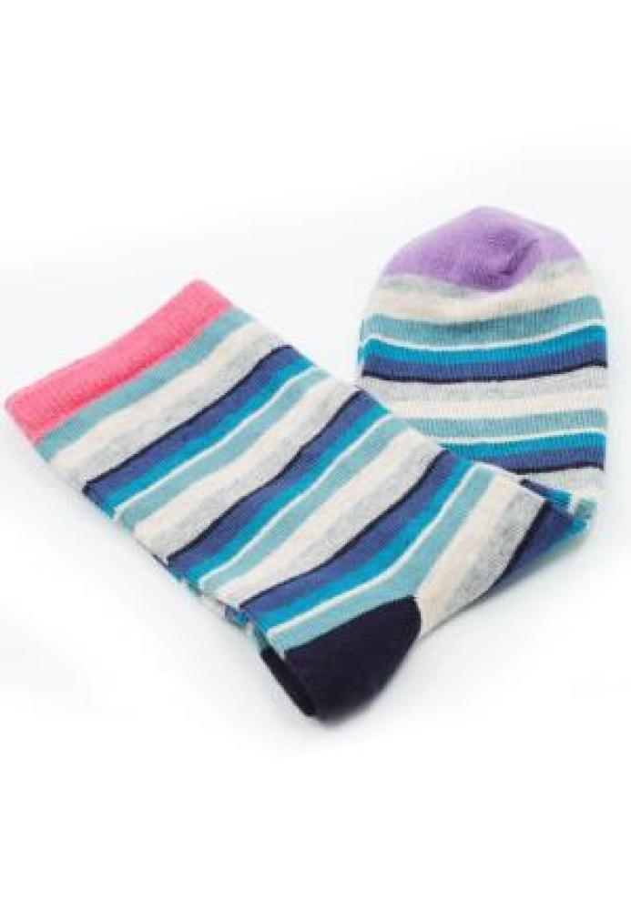 Șosete damă organice fără cusătură ,in dungi colorate ,Engros