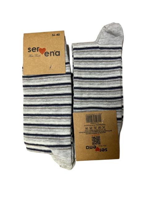 Șosete Unisex Inalte Culoare Gri Dungi Negre ,Engros