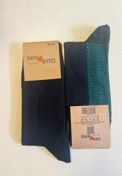 Șosete Unisex Inalte Culoare Negru cu Verde ,Engros