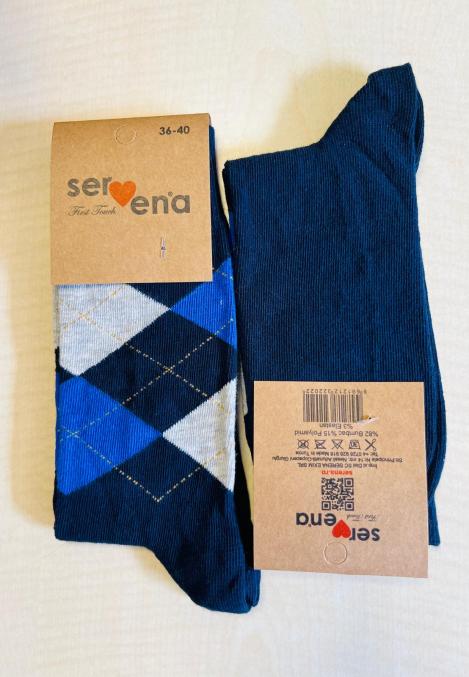 Sosete Unisex,Inalte,Culoare Negru cu Romburi Colorate ,Engros