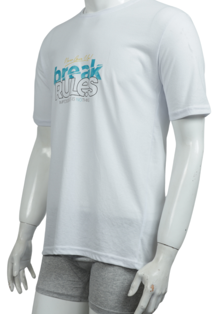 Tricou bărbați cu imprimeu BREAK RULES , Culoare Alb,Engros