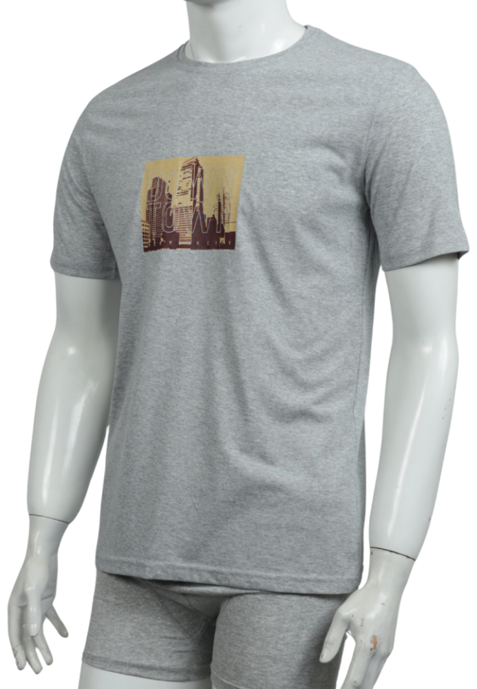 Tricou Bărbați cu Imprimeu DOWNTOWN ,Culoare Gri,Engros