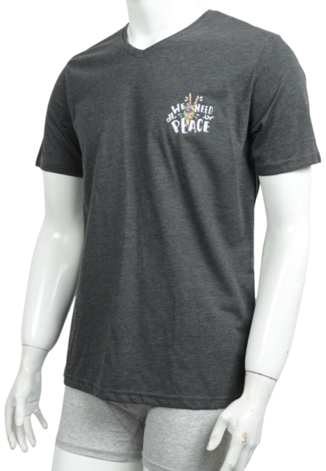 Tricou Bărbați cu Imprimeu ,PEACE, Culoare Gri Inchis,Engros