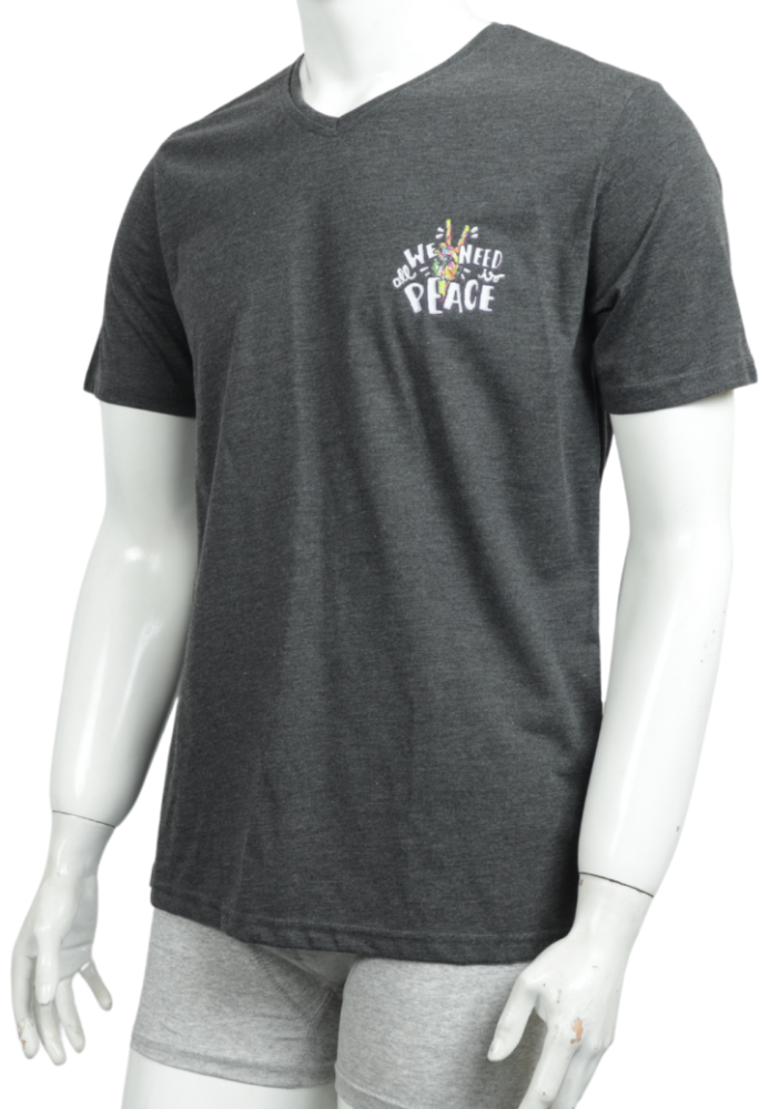 Tricou Bărbați cu Imprimeu ,PEACE, Culoare Gri Inchis,Engros