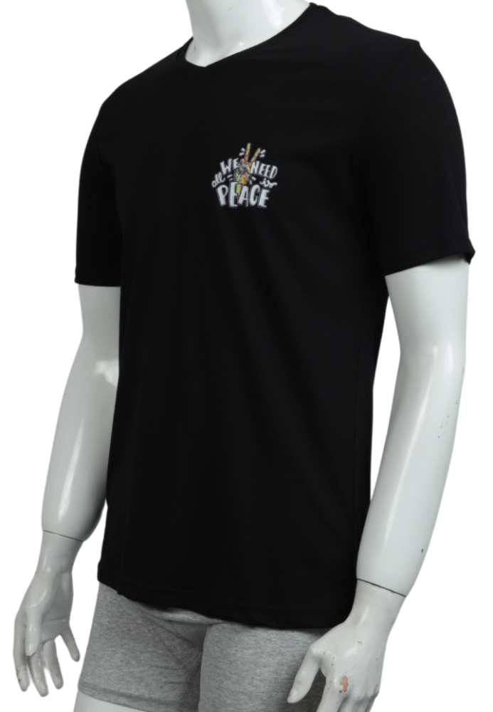 Tricou Bărbați cu Imprimeu ,PEACE, Culoare Negru,Engros