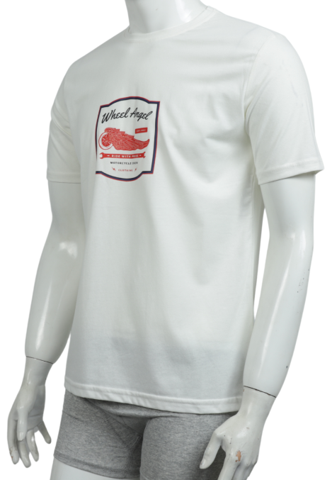 Tricou Bărbați cu Imprimeu WHEEL ANGEL , Culoare Alb,Engros